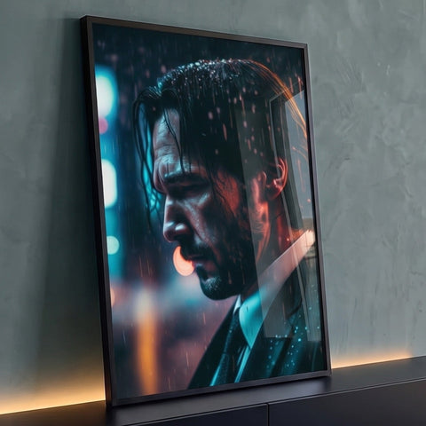 Quadro Decorativo Reflexão Sutil em Noite Chuvosa