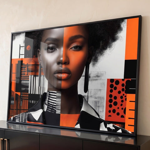 Quadro Decorativo Mulher Abstrato Laranja