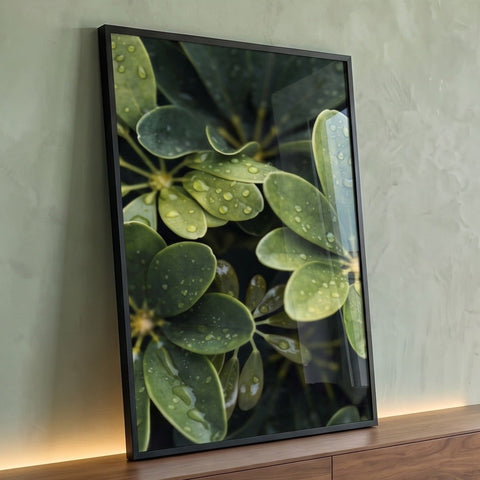 Quadro Decorativo Natureza Viva Folhas Gotas d Água
