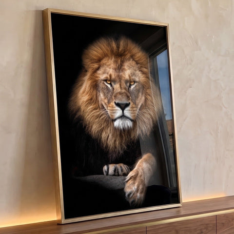 Quadro Decorativo O Leão Majestoso Aura de Poder