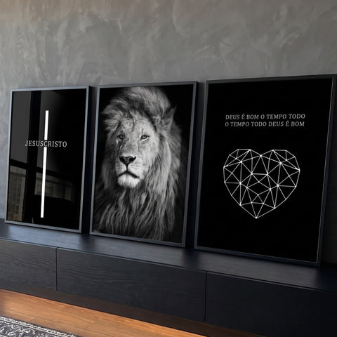 Quadro Decorativo Leão Majestoso Transcenda com Fé