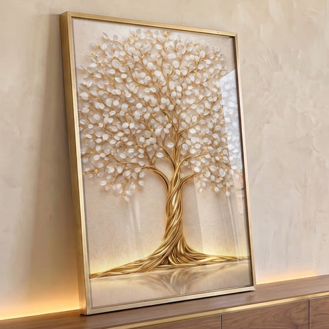 Quadro Decorativo Árvore Dourada Elegante