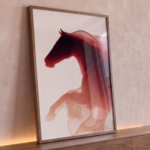 Quadro Decorativo Cavalo Elegante em Vermelho