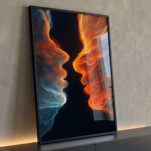 Quadro Decorativo Dualidade Azul e Laranja