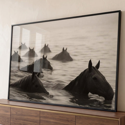 Quadro Decorativo Cavalos no rio