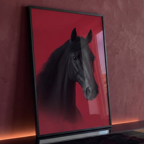 Quadro Decorativo Cavalo Negro Vibrante