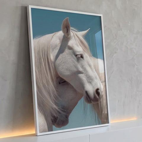 Quadro Decorativo Cavalos Brancos Elegantes