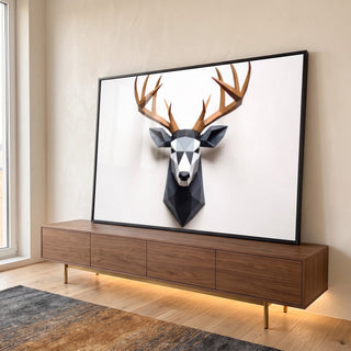 Quadro Decorativo 3D Animais - Cervo Elegante para Decoração Sofisticada em ambiente decorado - quadros decorativos para sala