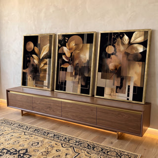 Quadro Decorativo Moderno em Três Painéis em ambiente decorado - quadros decorativos para sala