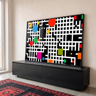 Quadro Decorativo Abstrato Vibrante em ambiente decorado - quadros decorativos para sala