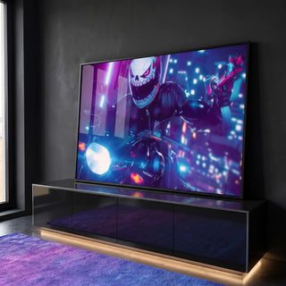 Quadro Decorativo Neon Rider: Jornada Vibrante em ambiente decorado - quadros decorativos para sala