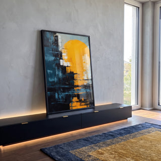 Quadro Decorativo Noite Artística - Elegância e Sofisticação para Seu Lar em ambiente decorado - quadros decorativos para sala