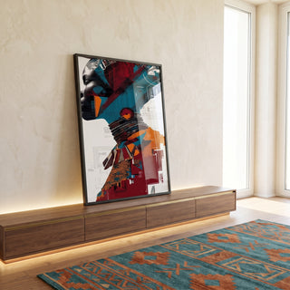 Quadro Decorativo Silhueta Feminina Vibrante em ambiente decorado - quadros decorativos para sala