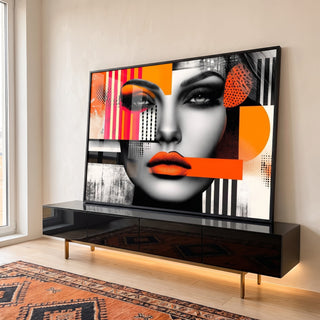 Quadro Decorativo Mulher Abstrata em ambiente decorado - quadros decorativos para sala