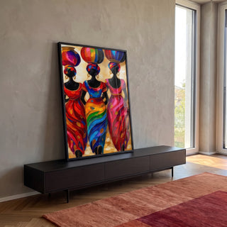 Quadro Decorativo Feminino Cultura Africana em ambiente decorado - quadros decorativos para sala