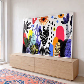 Alegria Floral - Quadro Decorativo Contemporâneo em Cores Vibrantes em ambiente decorado - quadros decorativos para sala