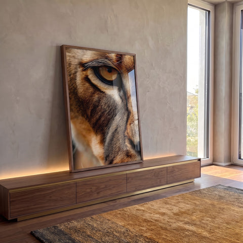 Quadro Decorativo Majestade do Leão em ambiente decorado - quadros decorativos para sala