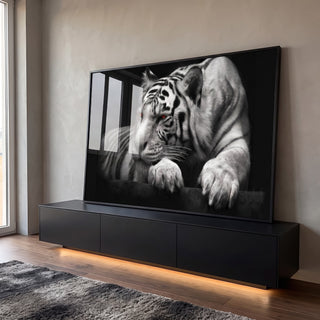 Quadro Decorativo Olhar Selvagem: Essência de Força e Nobreza em ambiente decorado - quadros decorativos para sala