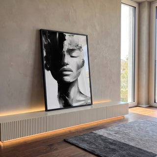 Quadro Decorativo Serenidade em Preto e Branco em ambiente decorado - quadros decorativos para sala