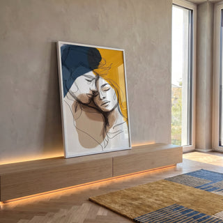 Quadro Decorativo Amor em Cores Quentes em ambiente decorado - quadros decorativos para sala