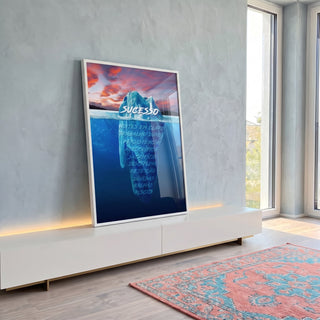 Quadro Decorativo: Iceberg Inspirador - Triunfo e Serenidade em ambiente decorado - quadros decorativos para sala