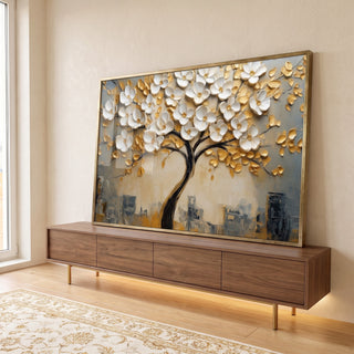 Quadro Decorativo Árvore da Vida Beleza e Significado em ambiente decorado - quadros decorativos para sala