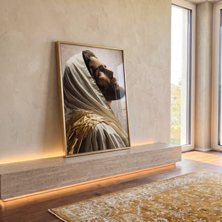 Quadro Decorativo Jesus Aura de Fé e Inspiração em ambiente decorado - quadros decorativos para sala