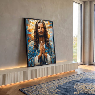 Quadro Decorativo Benção De Jesus Inspiração e Paz em ambiente decorado - quadros decorativos para sala