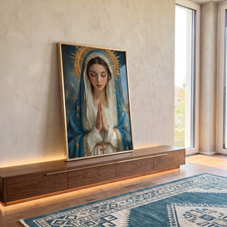 Quadro Decorativo A Esperança da Virgem Maria Beleza e Inspiração em ambiente decorado - quadros decorativos para sala