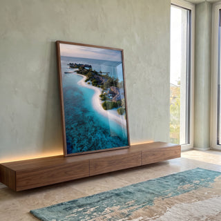 Quadro Decorativo Ilha Tropical em Relaxamento em ambiente decorado - quadros decorativos para sala