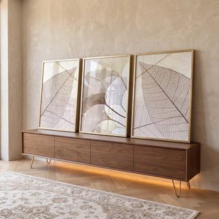 Quadro Decorativo Folhas de Ginkgo - Toque de Natureza Exclusivo em ambiente decorado - quadros decorativos para sala
