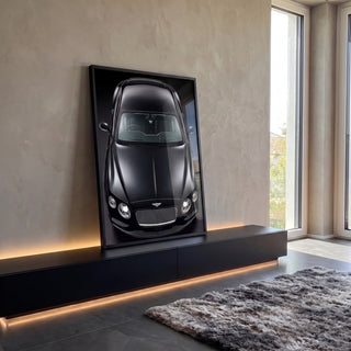 Quadro Decorativo Carro Luxo - Elegância em Preto em ambiente decorado - quadros decorativos para sala