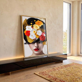 Quadro Decorativo Flower Head - Elegância e Natureza para sua Casa em ambiente decorado - quadros decorativos para sala