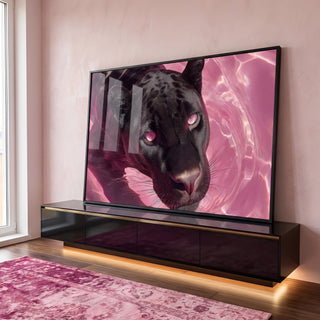 Quadro Decorativo Pantera Rosa Impactante em ambiente decorado - quadros decorativos para sala