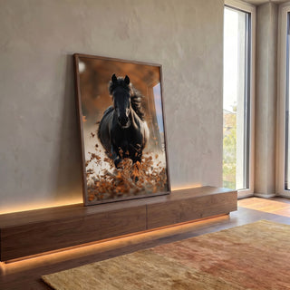 Quadro Decorativo Cavalo em Movimento em ambiente decorado - quadros decorativos para sala