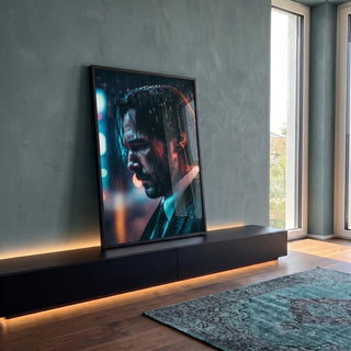 Quadro Decorativo: Reflexão Sutil em Noite Chuvosa em ambiente decorado - quadros decorativos para sala