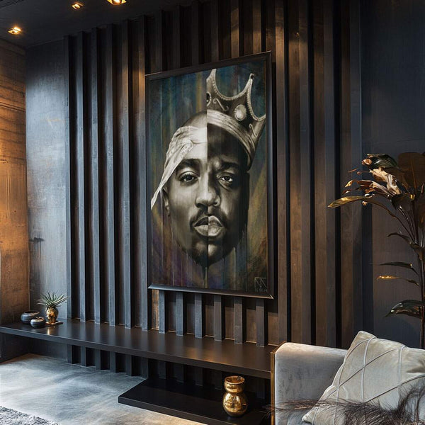 quadros decorativos de animais selvagens em sala moderna com moldura dourada
