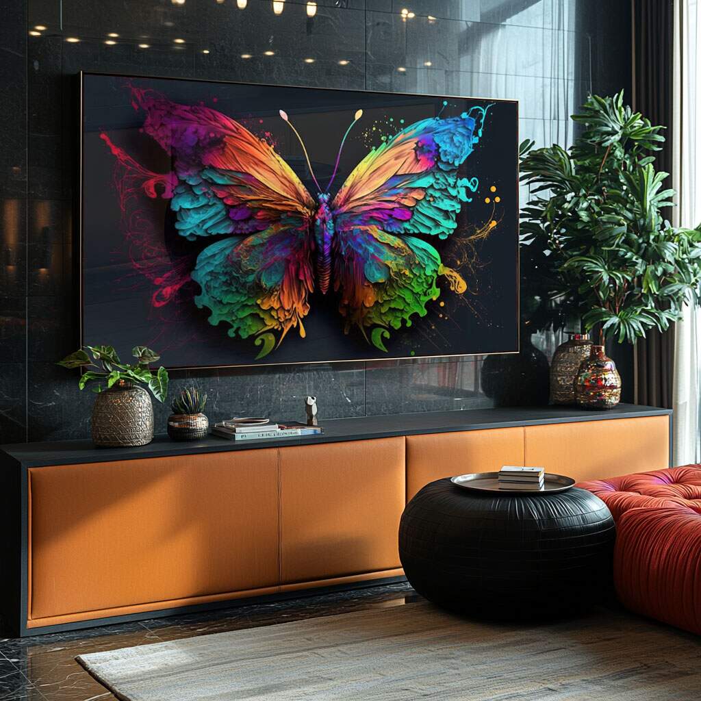 quadros decorativos borboletas cores vibrantes quarto feminino premium