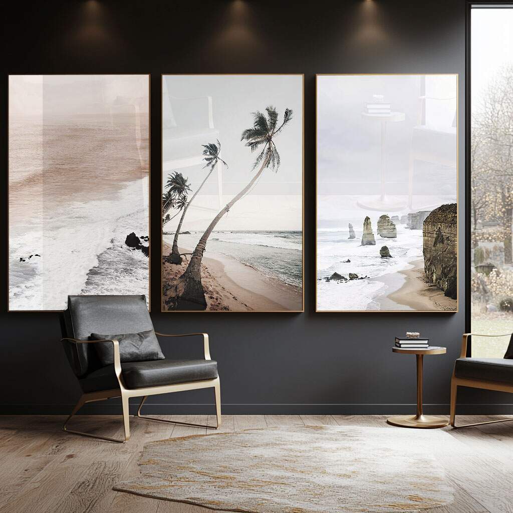 quadros decorativos para área externa em estilo tropical com moldura metálica