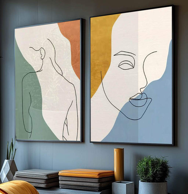quadros decorativos azuis em canvas premium com moldura