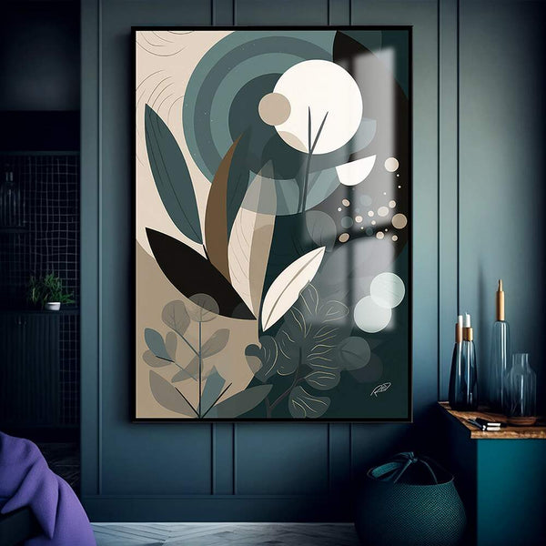 Figuras para quadros com folhas tropicais modernas em tons de azul e bege