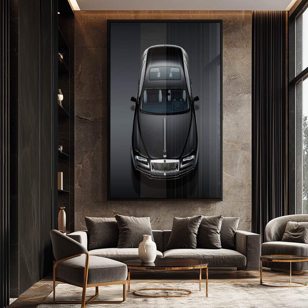 Quadros luxuosos carro rolls royce design minimalista sofisticado