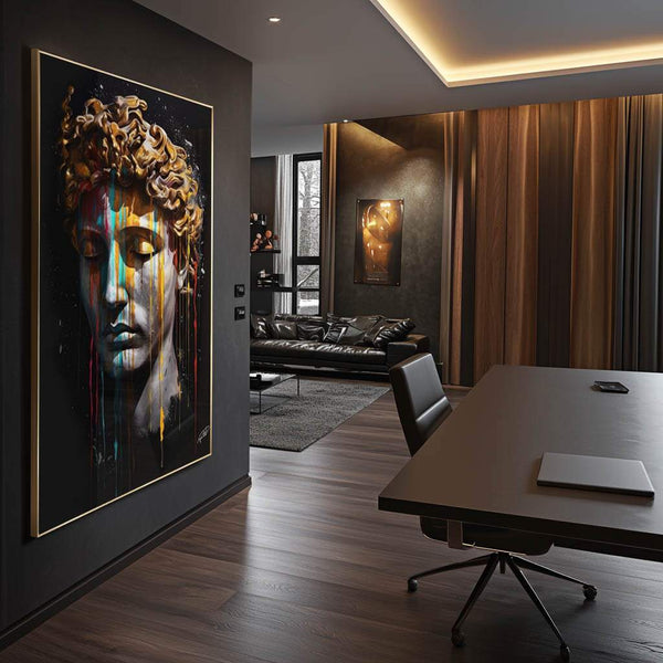 Tela para quadro de parede Mitologia Grega com acabamento dourado e impressão premium HP Latex