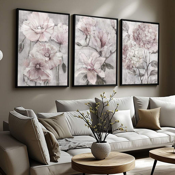 Quadro Decorativo Magnólias Pastéis para quarto infantil em tons aquarela