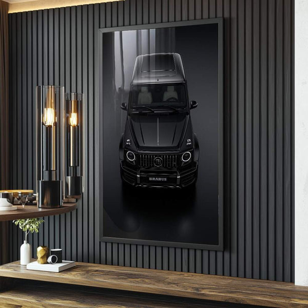 Quadros automotivos Brabus SUV design minimalista em preto sofisticado