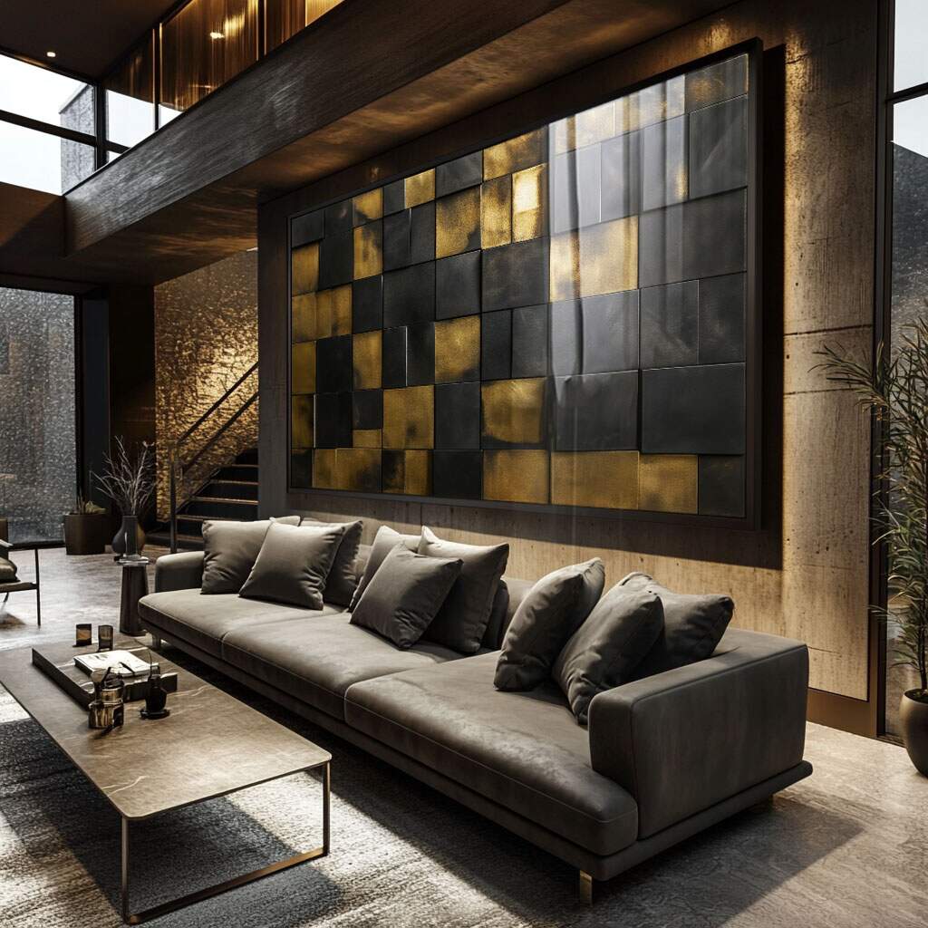 quadros decorativos minimalista preto e dourado para ambientes pequenos