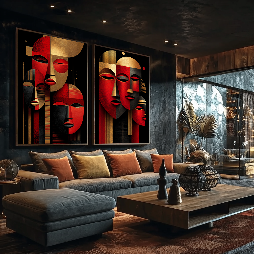 quadros decorativos para decoração de igreja com arte abstrata elegante moldura dourada