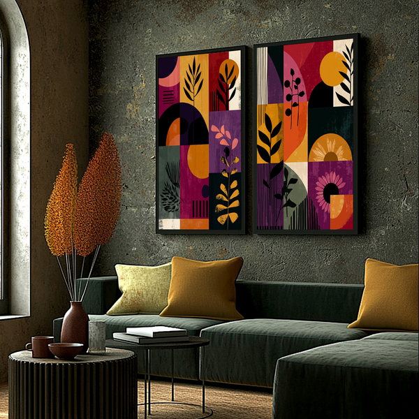 quadros decorativos para quarto masculino adulto em painel abstrato vibrante