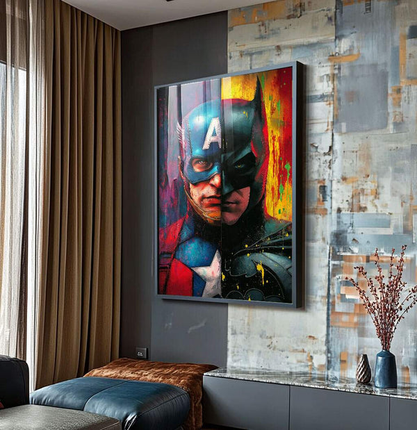quadros decorativos para quarto juvenil masculino em cores vibrantes e padrão dinâmico