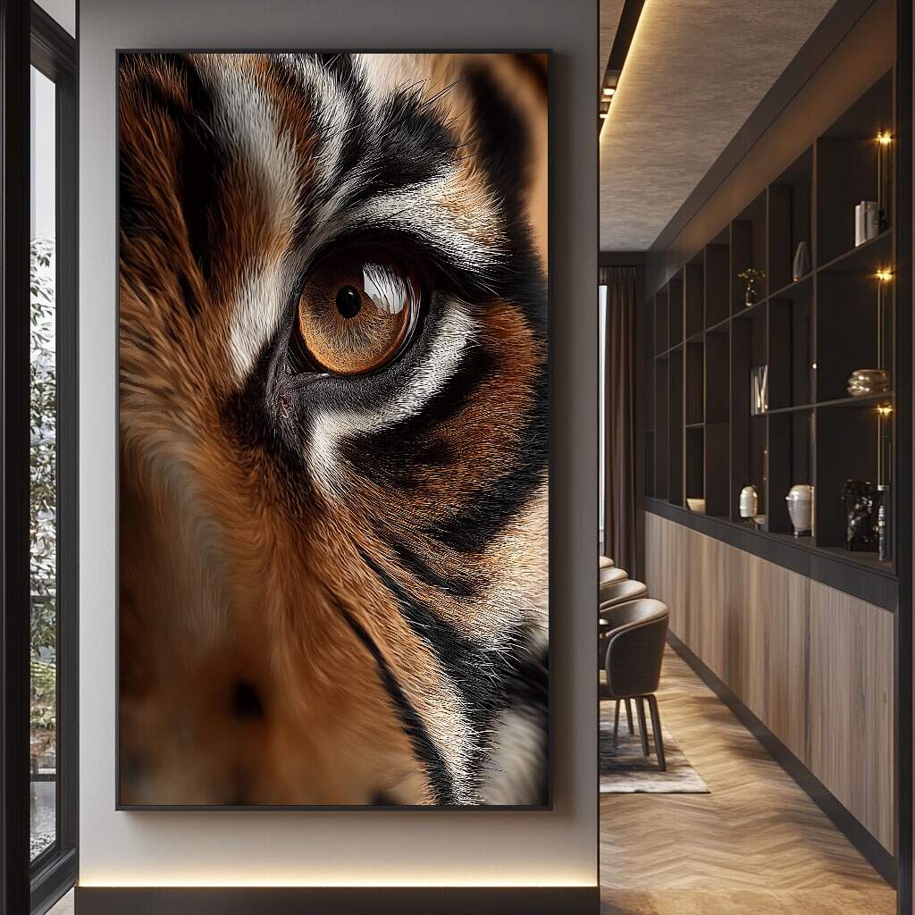 quadros decorativos grandes para sala living com padrão felino